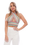Rays Crop Top | Pink-Blue