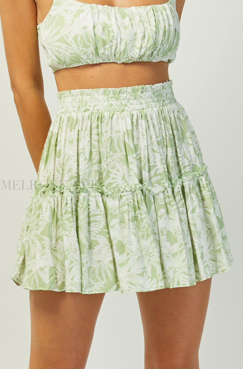 Lena Mini Skirt | Leaves